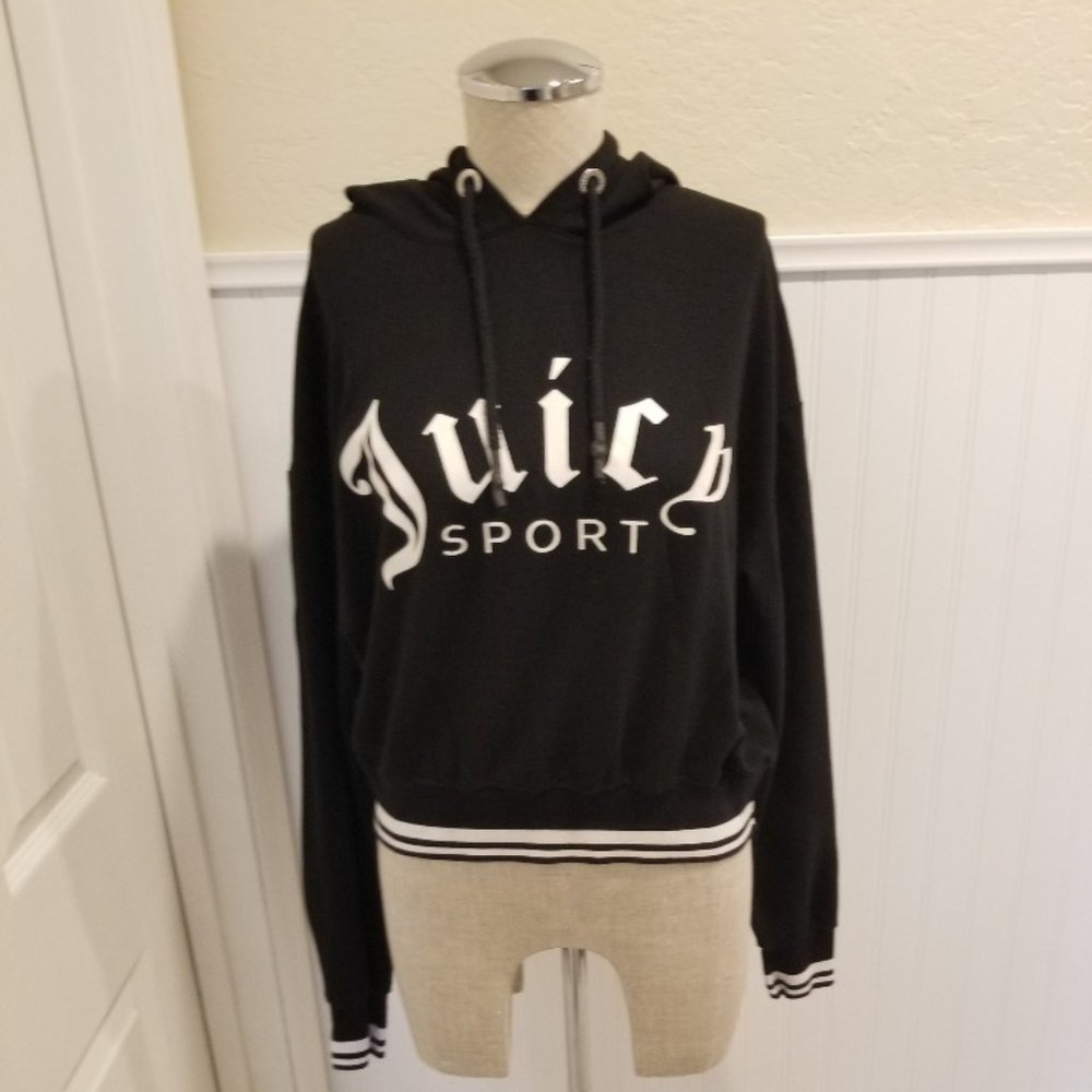 Juicey Couture Sport Black Hooded Sweatshirt Size Small